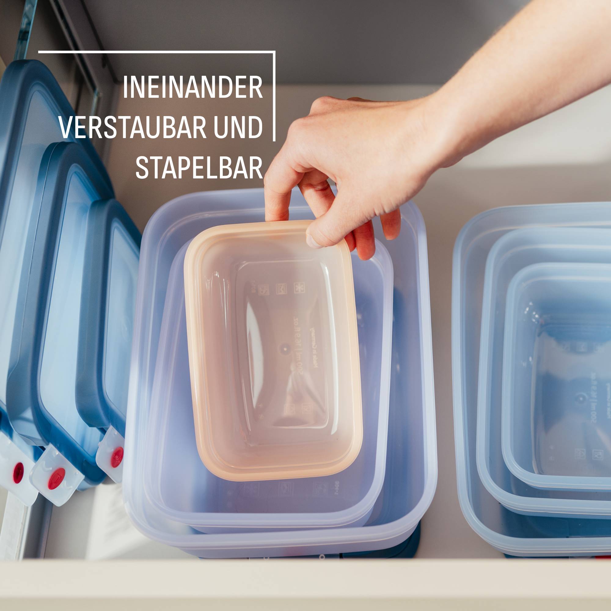 oneClick Frischhaltedosen 3-teiliges Space Saving Set (0,5 / 1,2 / 2,3 L) N12303