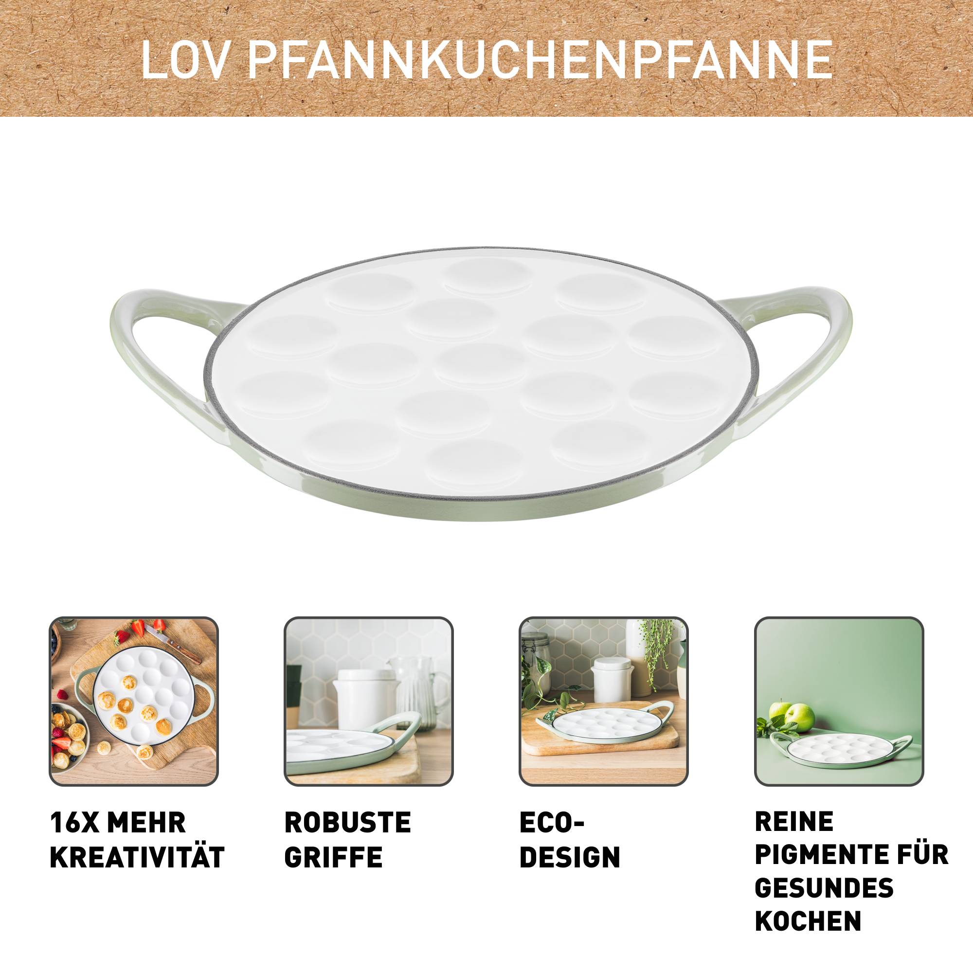 Pfannkuchenpfanne mit 16 Mulden E25804