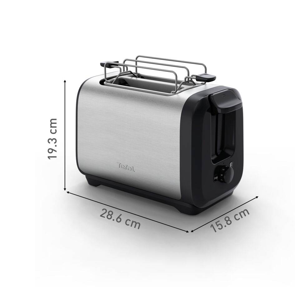 Subito, 2-Scheiben-Toaster mit Brötchenaufsatz, schnelleres Toasten, Schwarz & Inox