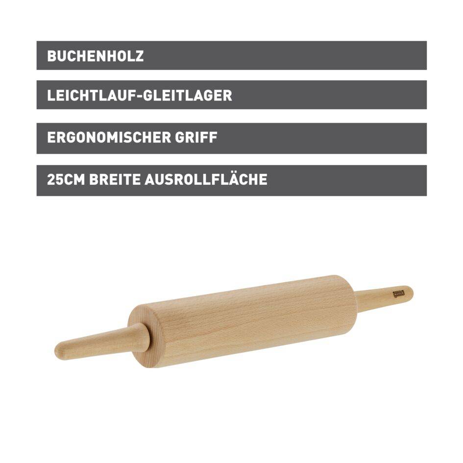 KAISER Inspiration Teigausroller Buchenholz, 25 cm