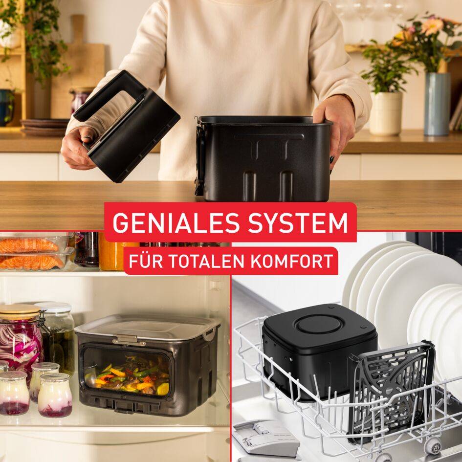 Easy Fry Silence 7L, intelligente und leise Heißluftfritteuse mit abnehmbarer Front, EY876D