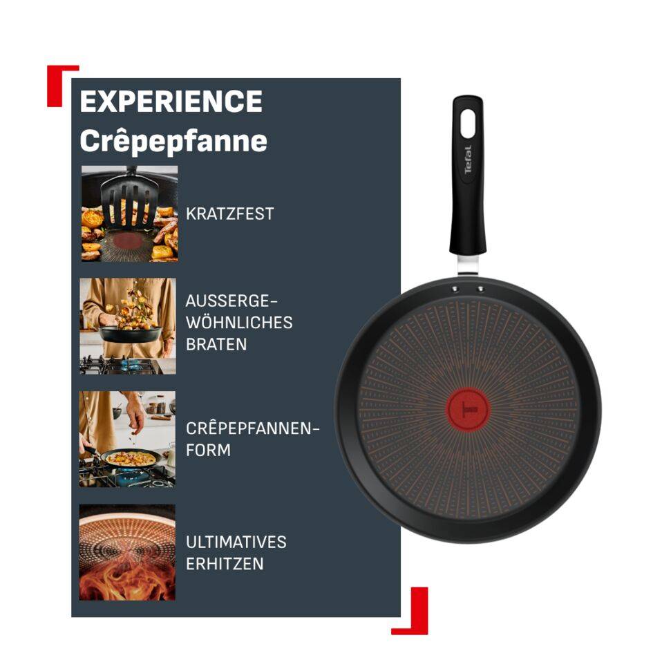 Experience Unbreakable Crêpepfanne 25 cm, FusionCore Antihaftversiegelung, induktionsgeeignet