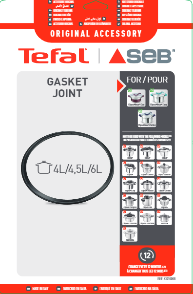 Dichtung für Schnellkochtopf 4&nbsp;l – 4,5&nbsp;l – 6&nbsp;l X1010008