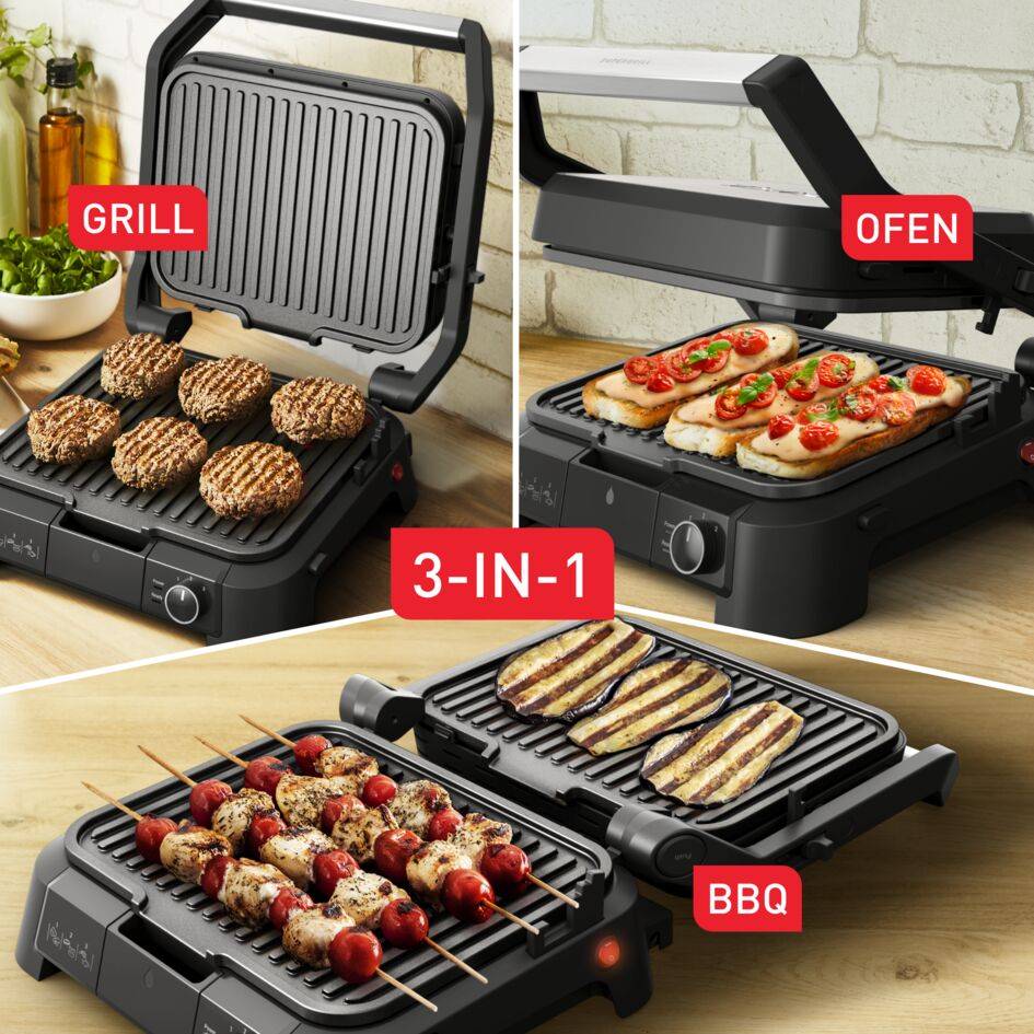 SuperGrill 3in1, Kontaktgrill, Barbecue- & Ofenposition