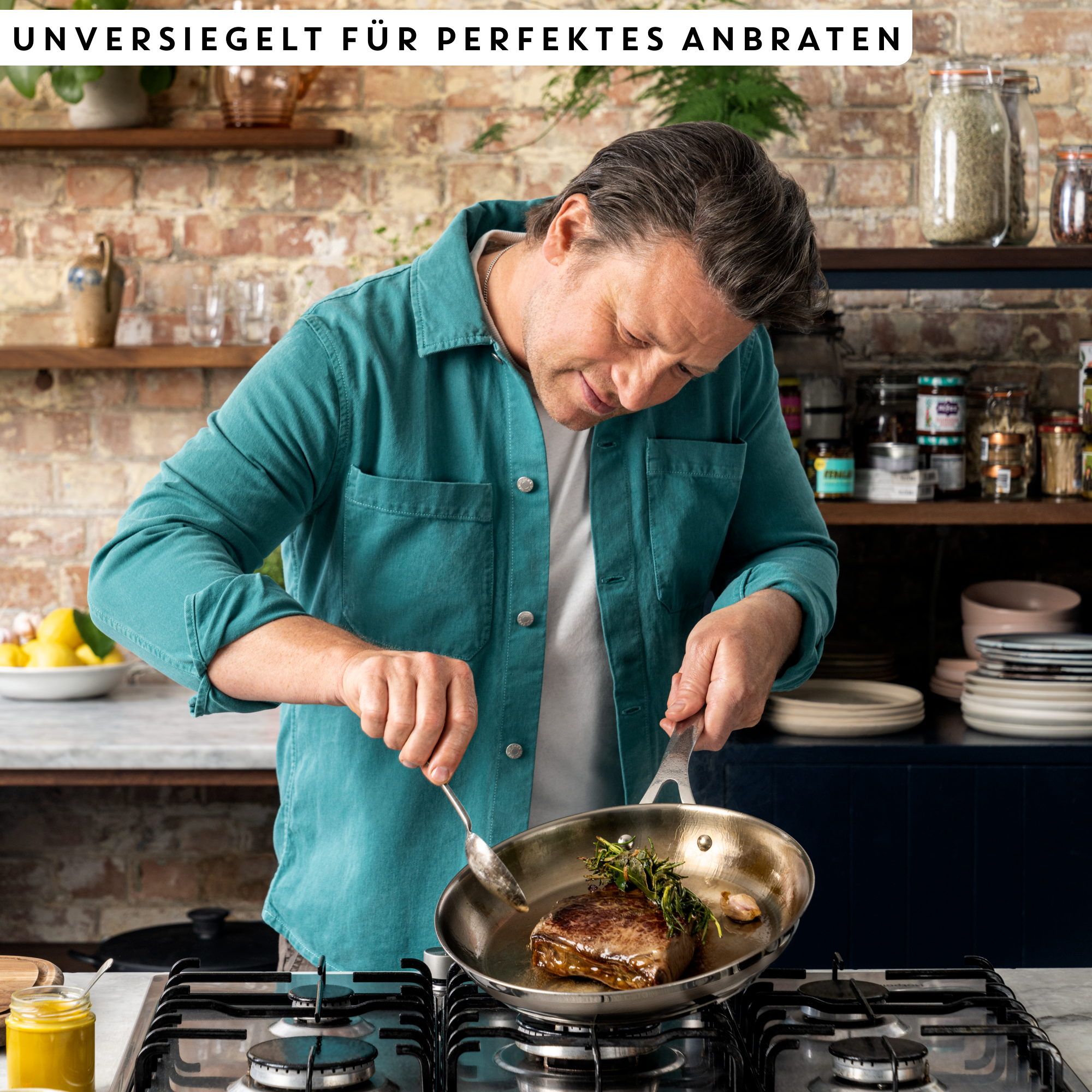 Jamie Oliver by Tefal Cook Smart Pfanne aus unversiegeltem Edelstahl 28cm E31106