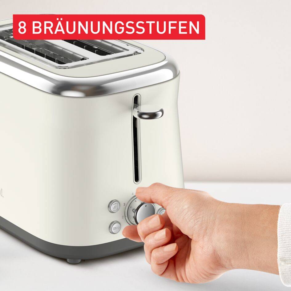 Collection, Doppelschlitztoaster, Retro-Edelstahl, 8 Bräunungsstufen