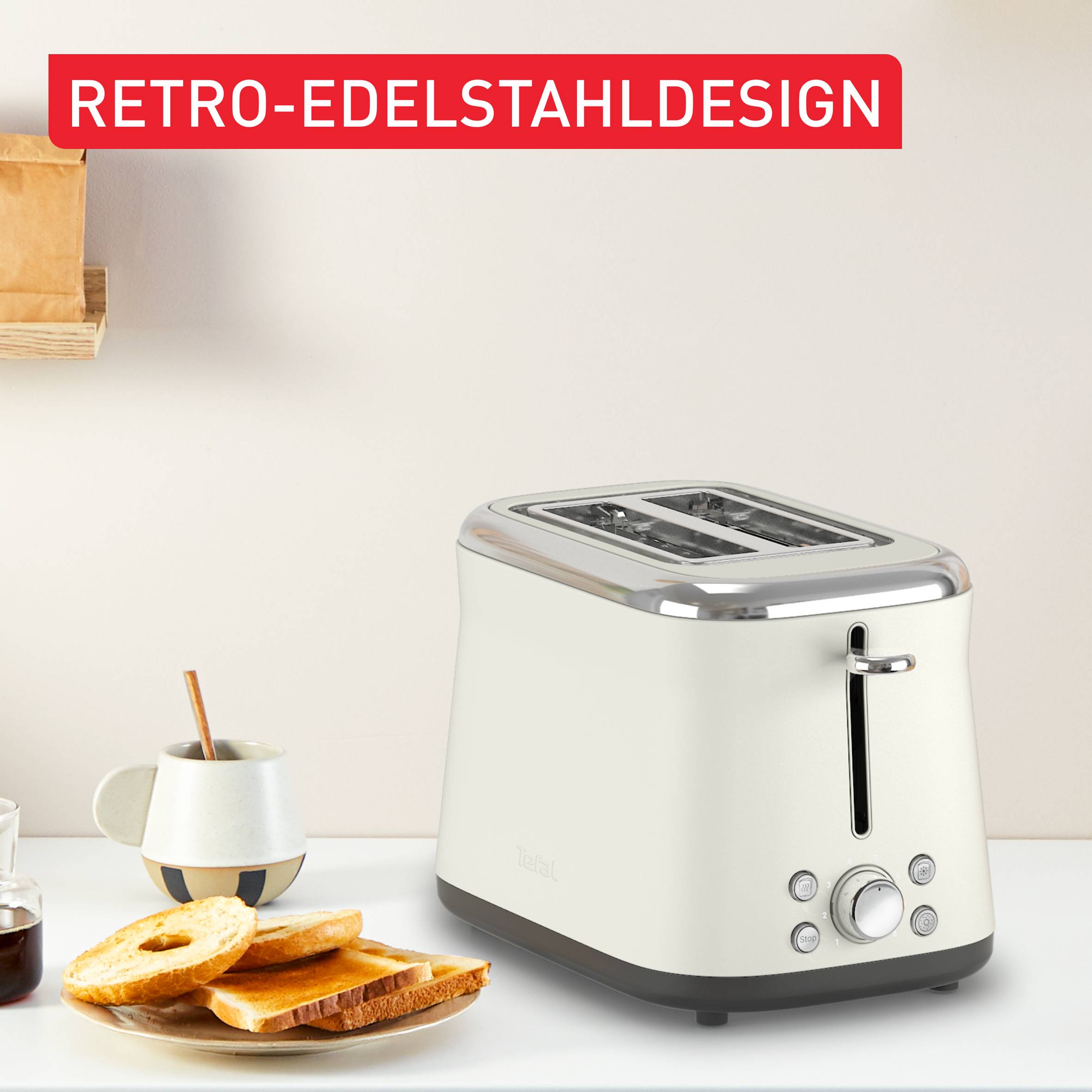 Collection, Doppelschlitztoaster, Retro-Edelstahl, 8 Bräunungsstufen