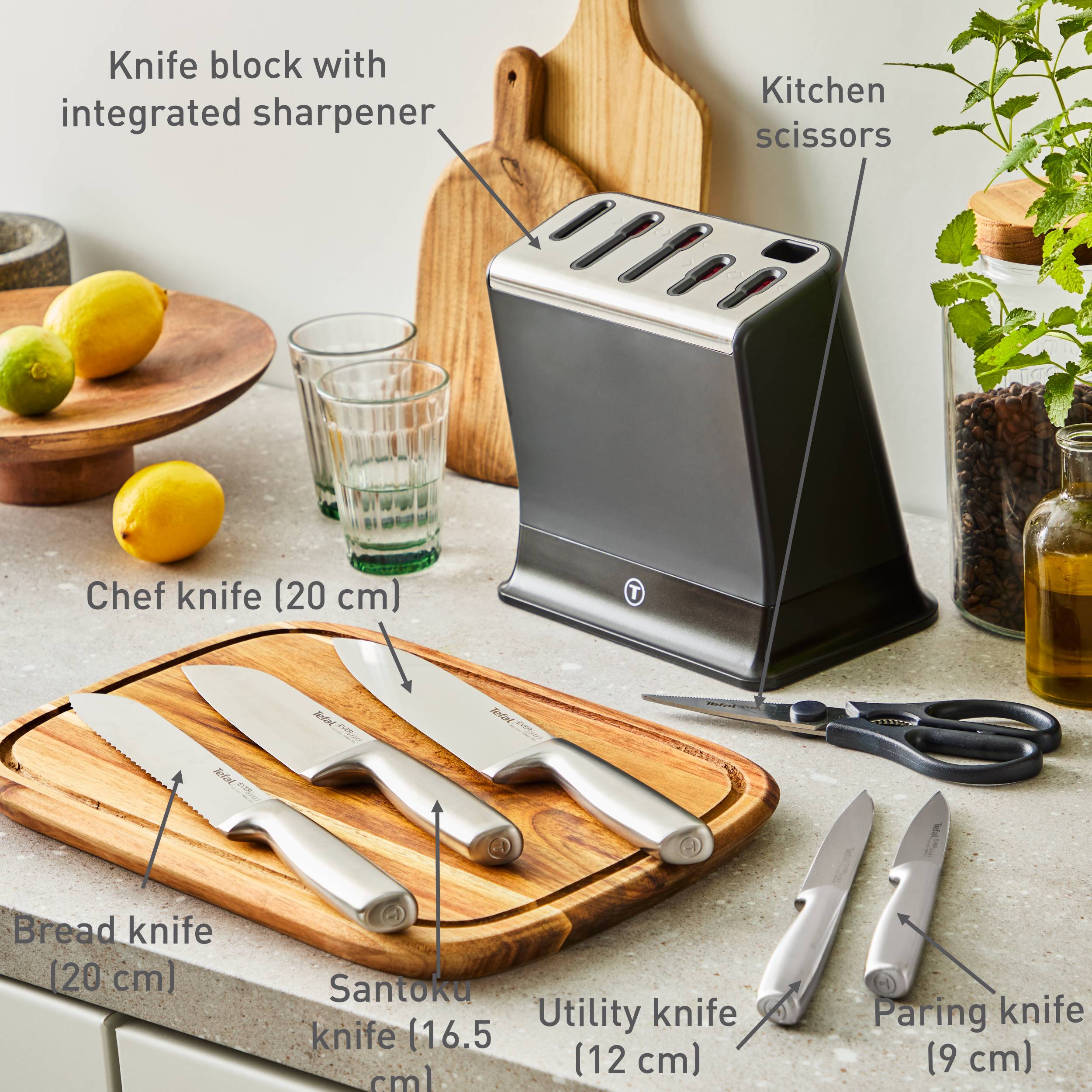 EverSharp Pro 6-teiliges Messer-Set mit selbstschärfendem Messerblock K2977S