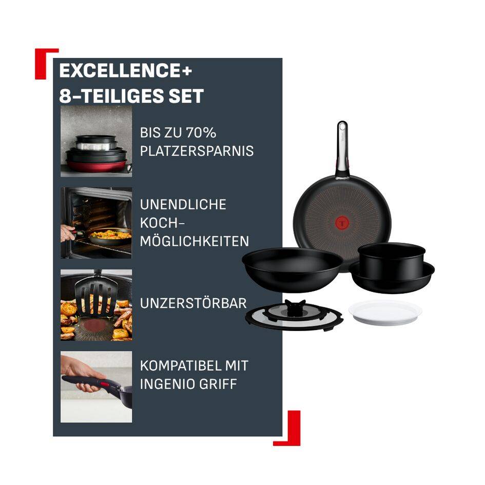 Ingenio Excellence+ Unbreakable 8-teiliges Kochgeschirr-Set, FusionCore Versiegelung, P00099