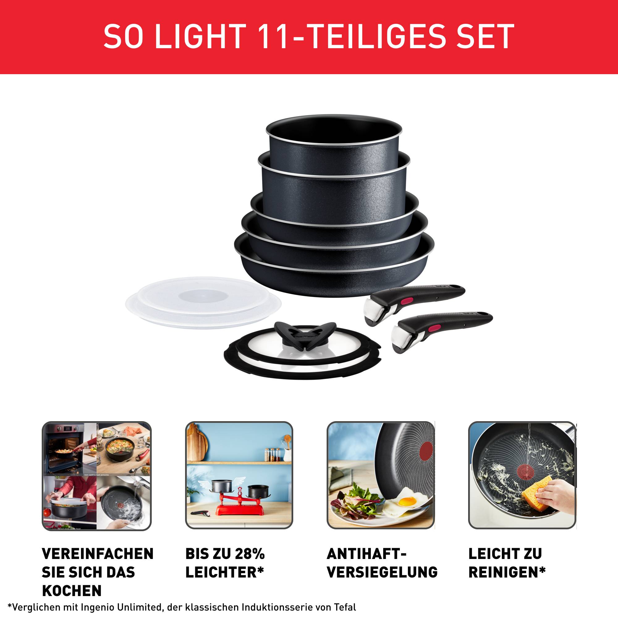 Ingenio So'Light 11-teiliges Kochgeschirr-Set L72393