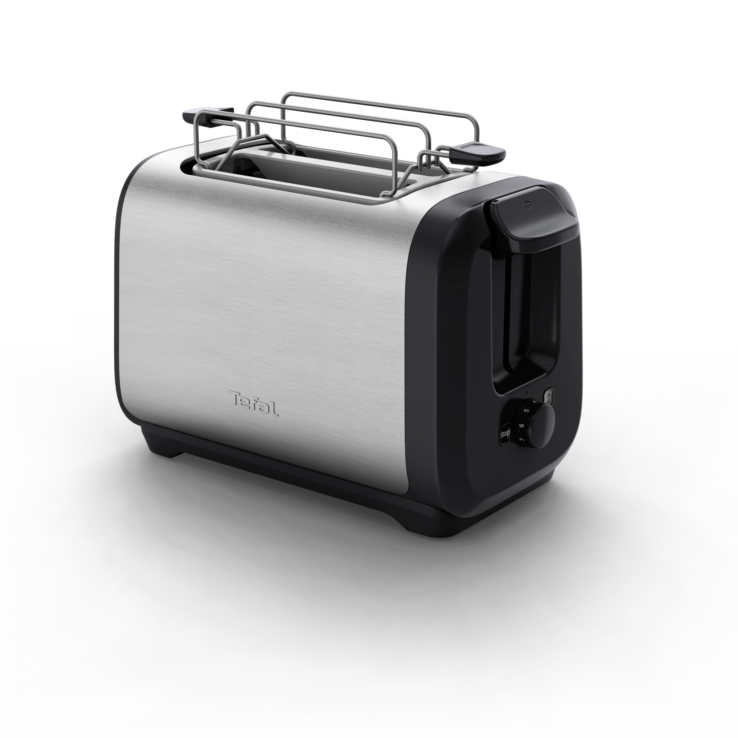 Subito, 2-Scheiben-Toaster mit Brötchenaufsatz, schnelleres Toasten, Schwarz & Inox