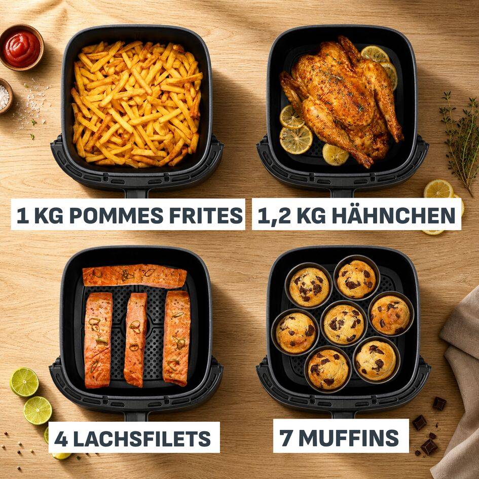 Easy Fry Max, Heißluftfritteuse, 5 L Fassungsvermögen, abnehmbare Frontblende