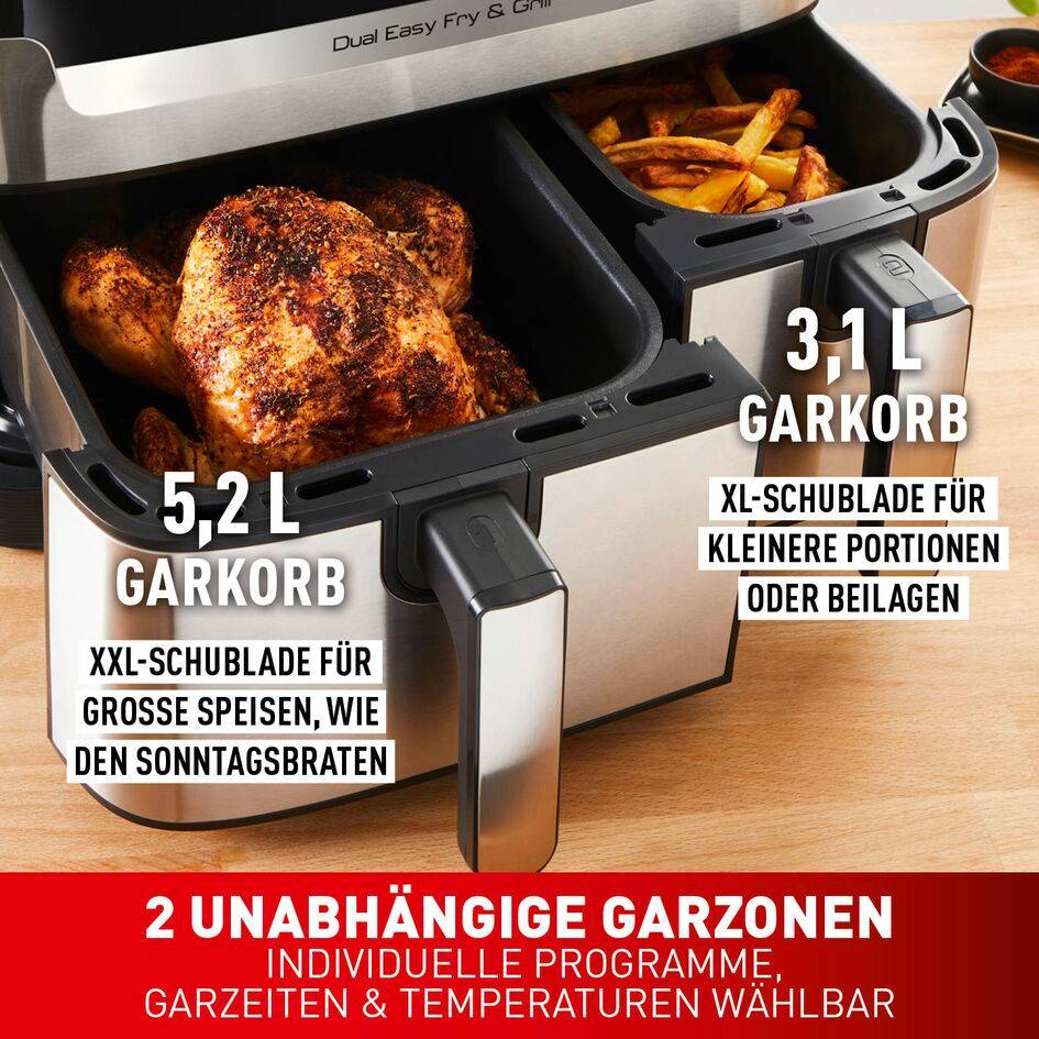 Dual Easy Fry & Grill 8,3 L Edelstahl Heißluftfritteuse EY905D