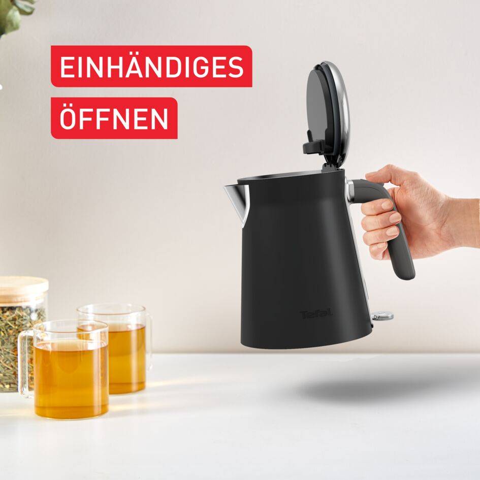 Collection, Edelstahlwasserkocher, Automatische Abschaltung mit Kontrollleuchte, Ein-Tassen-Anzeige, Schwarz