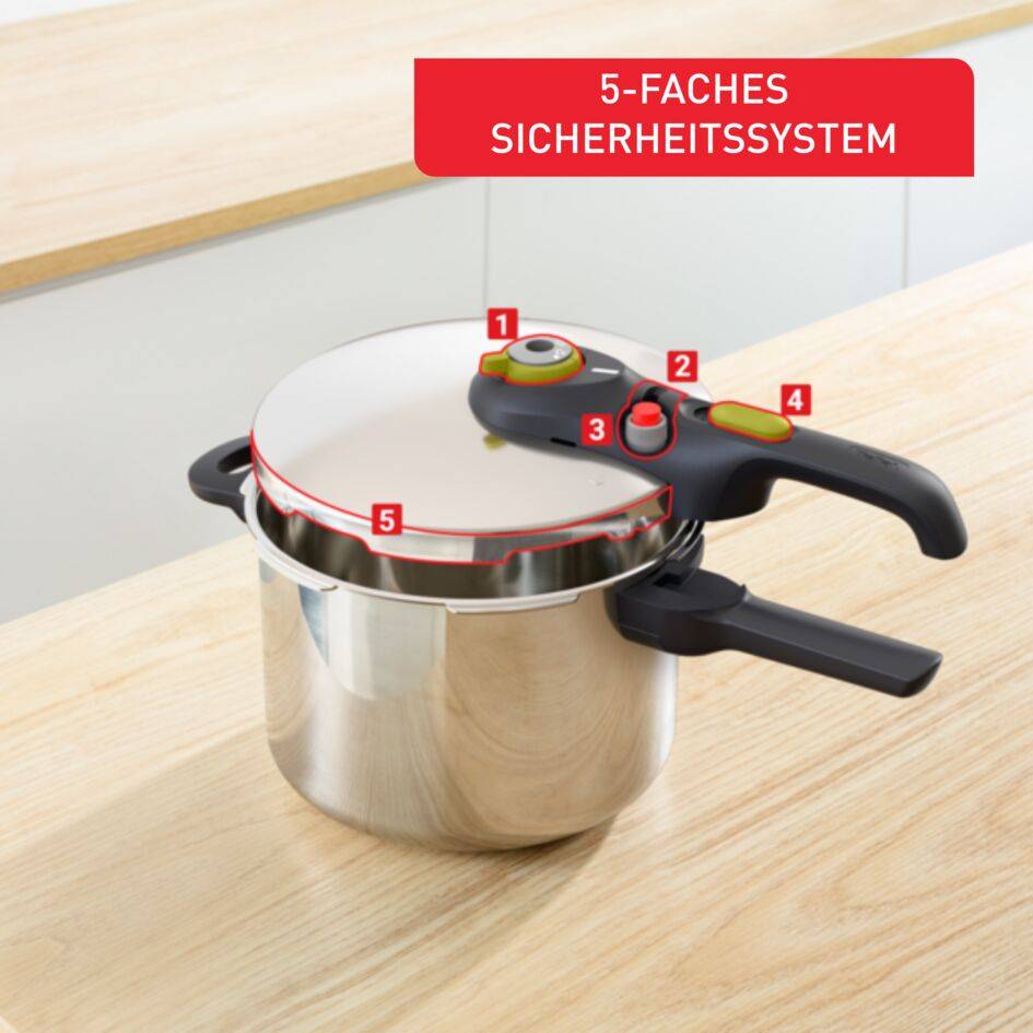 Secure Neo 6L, Schnellkochtopf, für 4–6 Personen, schnelle Ergebnisse, 2 Kochprogramme, P25307