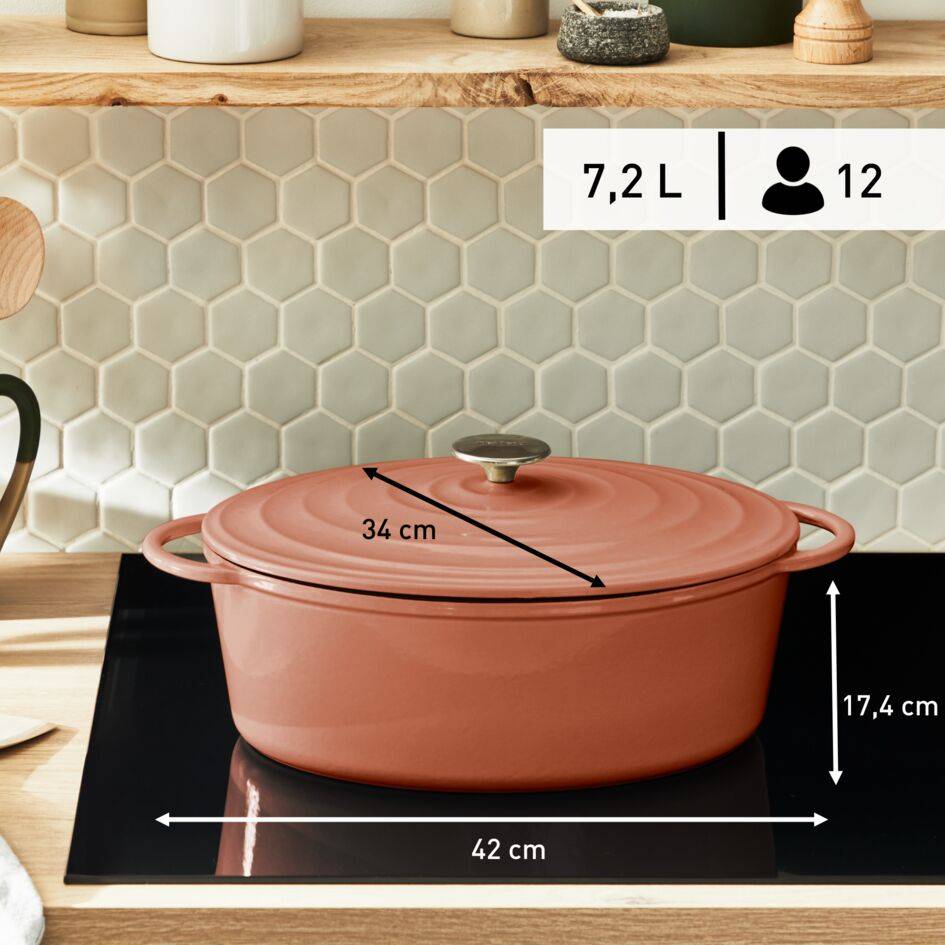 Lov Gusseisen Ovaler Bräter terracotta orange 34cm,E26006