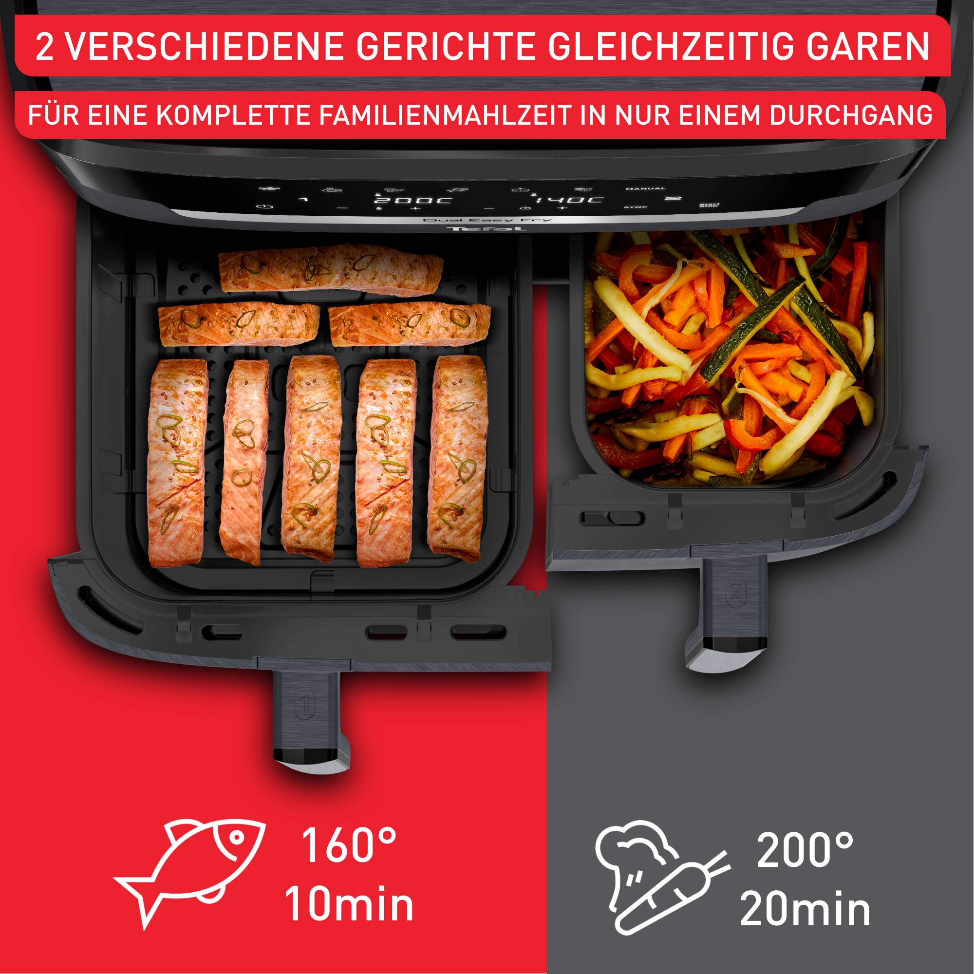 XXL Dual Easy Fry 11 L Heißluftfritteuse EY942B