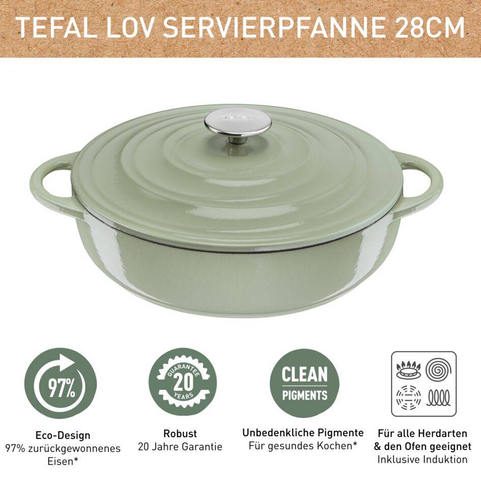 Lov Gusseisen Servierpfanne 28cm hellgrün, E25872