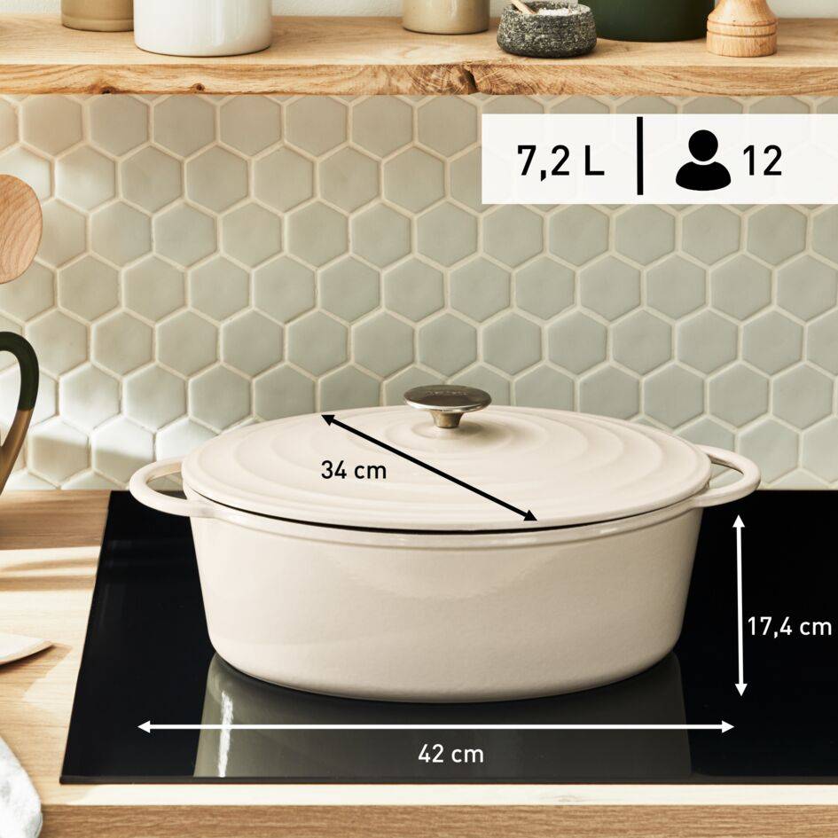 Lov Gusseisen Ovaler Bräter 34cm beige E25806