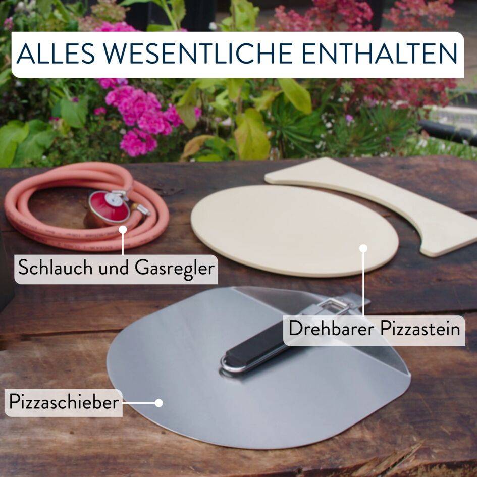 Jamie Oliver by Tefal Pizzaofen für Zuhause, Gas-Pizzaofen, 360° drehbarer Pizzastein