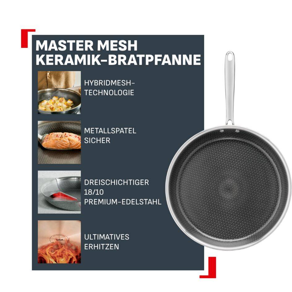 Master Mesh Keramik-Bratpfanne 20 cm, ultimatives Anbraten, einfaches Lösen, induktionsgeeignet, 2-3 Portionen