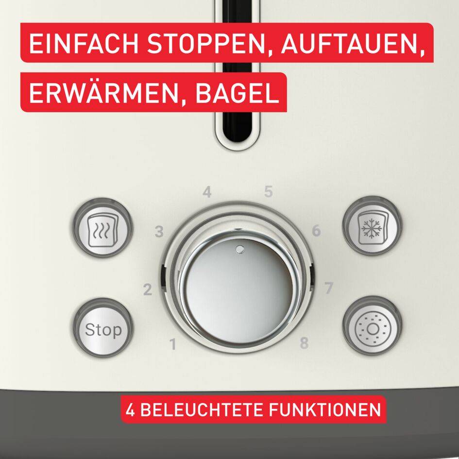 Collection, Doppelschlitztoaster, Retro-Edelstahl, 8 Bräunungsstufen