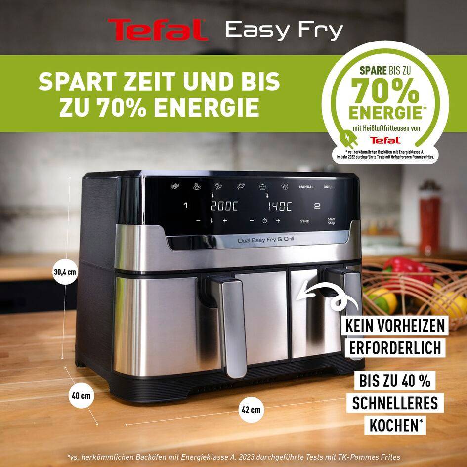 Dual Easy Fry & Grill 8,3 L Edelstahl Heißluftfritteuse EY905D