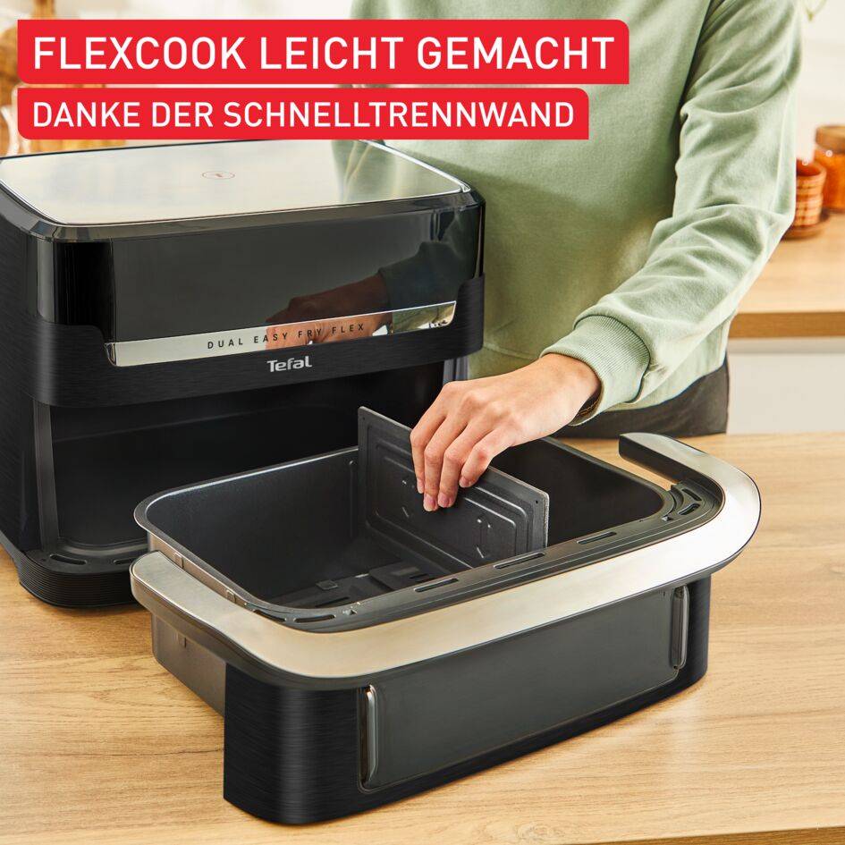 Dual Easy Fry Flex, Heißluftfritteuse, FlexCook Trennwand, 9L, EY9228