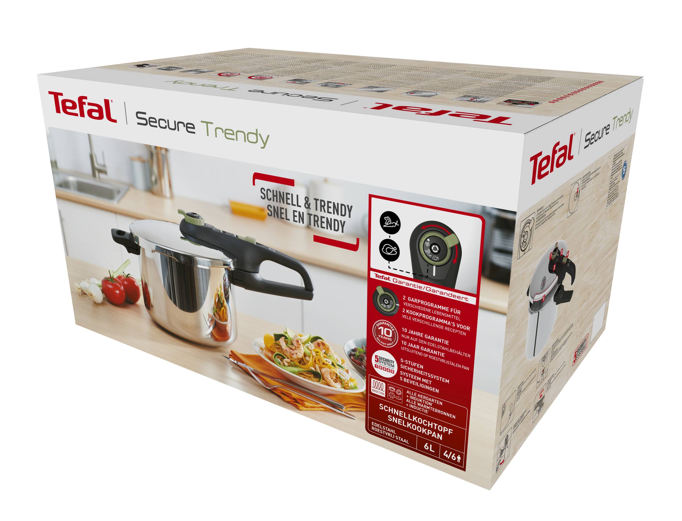 Secure Trendy Schnellkochtopf ohne Korb 6 L, P25807