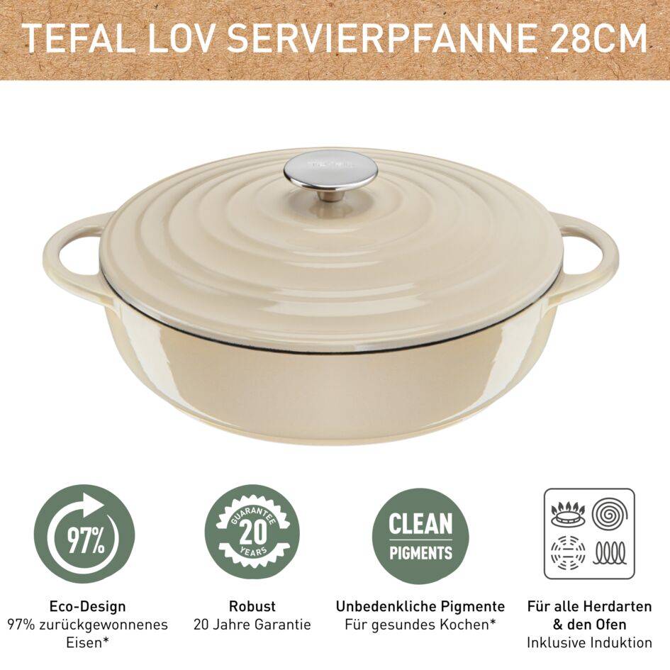 Lov Gusseisen Servierpfanne beige 28cm, E25972