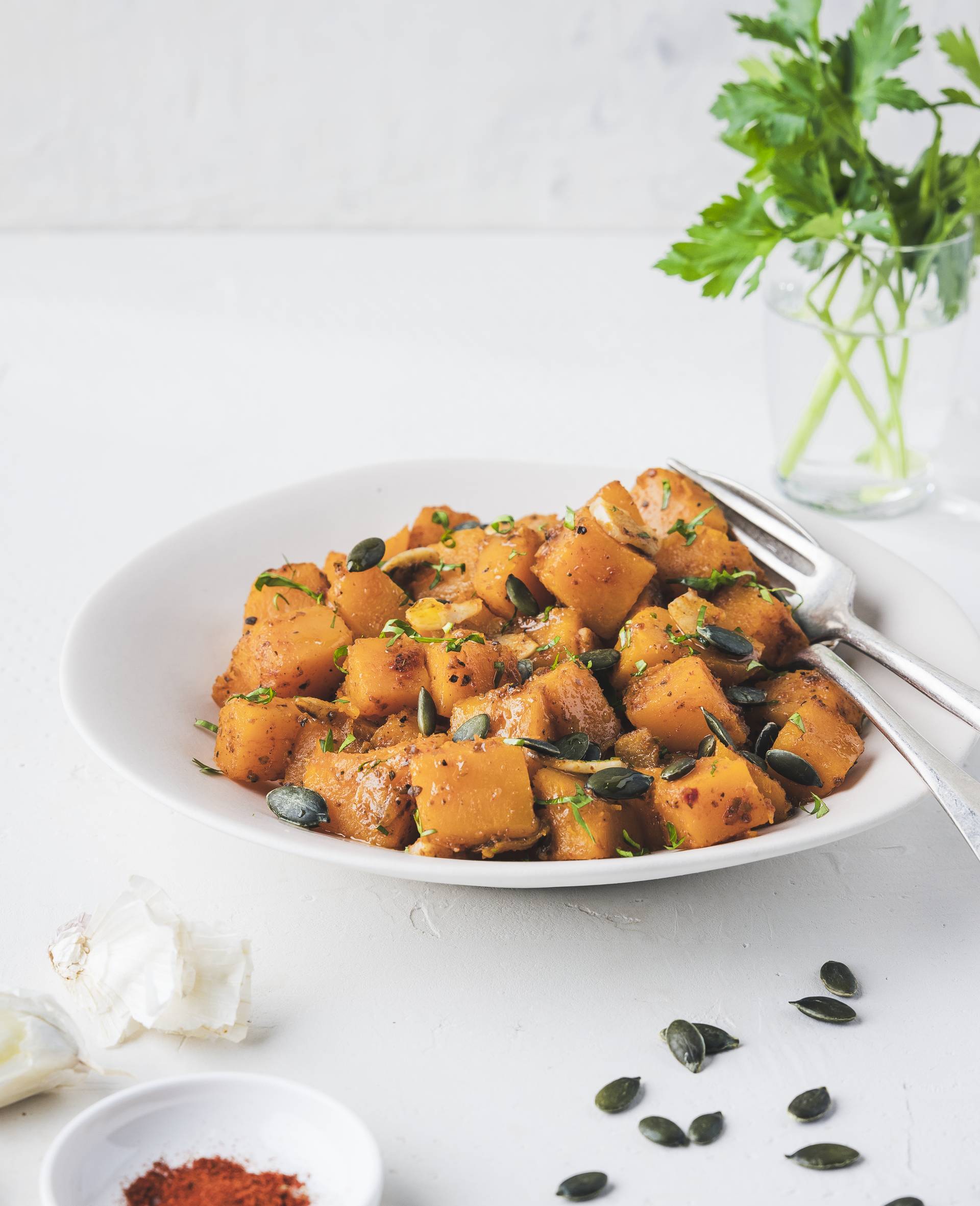 Knoblauch und Kräuter Butternut-Kürbis - Rezepte Smartcook Infinity Autostir | Tefal