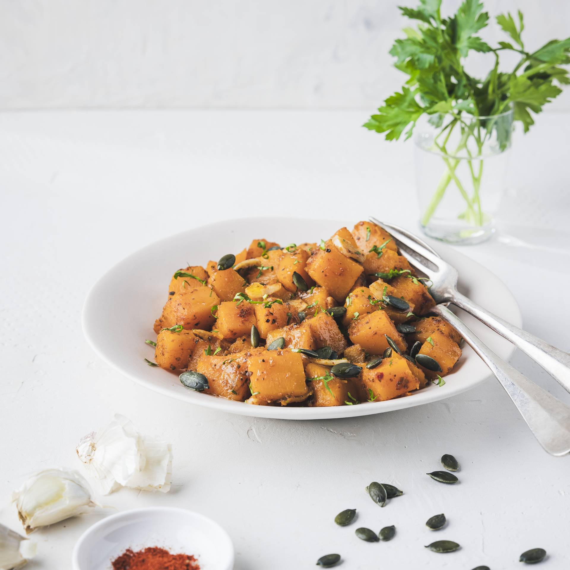 Knoblauch und Kräuter Butternut-Kürbis - Rezepte Smartcook Infinity Autostir | Tefal
