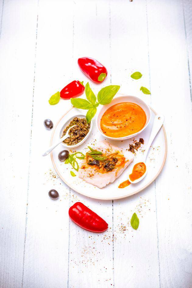 Coulis aus Paprika in Balsamico-Essig und zerdrückten schwarzen Oliven in Basilikum - Rezepte Perfectmix Cook | Tefal