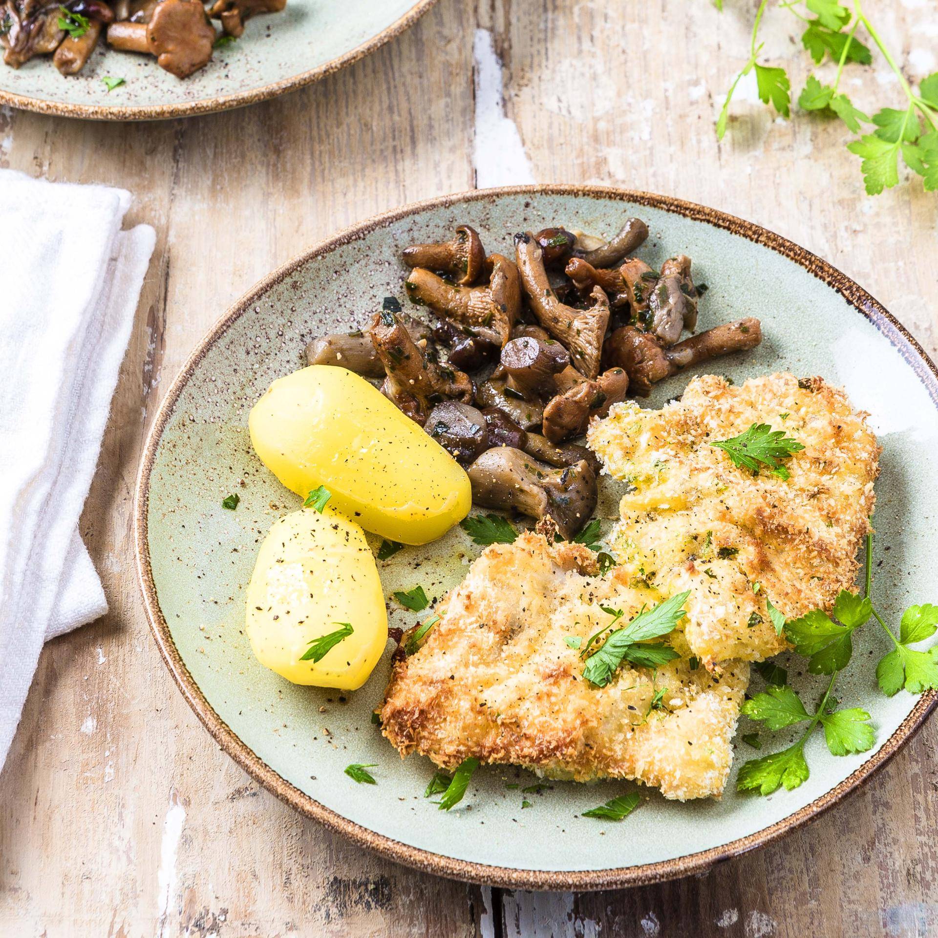 Wiener Schnitzel, Pilze mit Estragon - Rezepte Actifry Genius XL 2in1 | Tefal