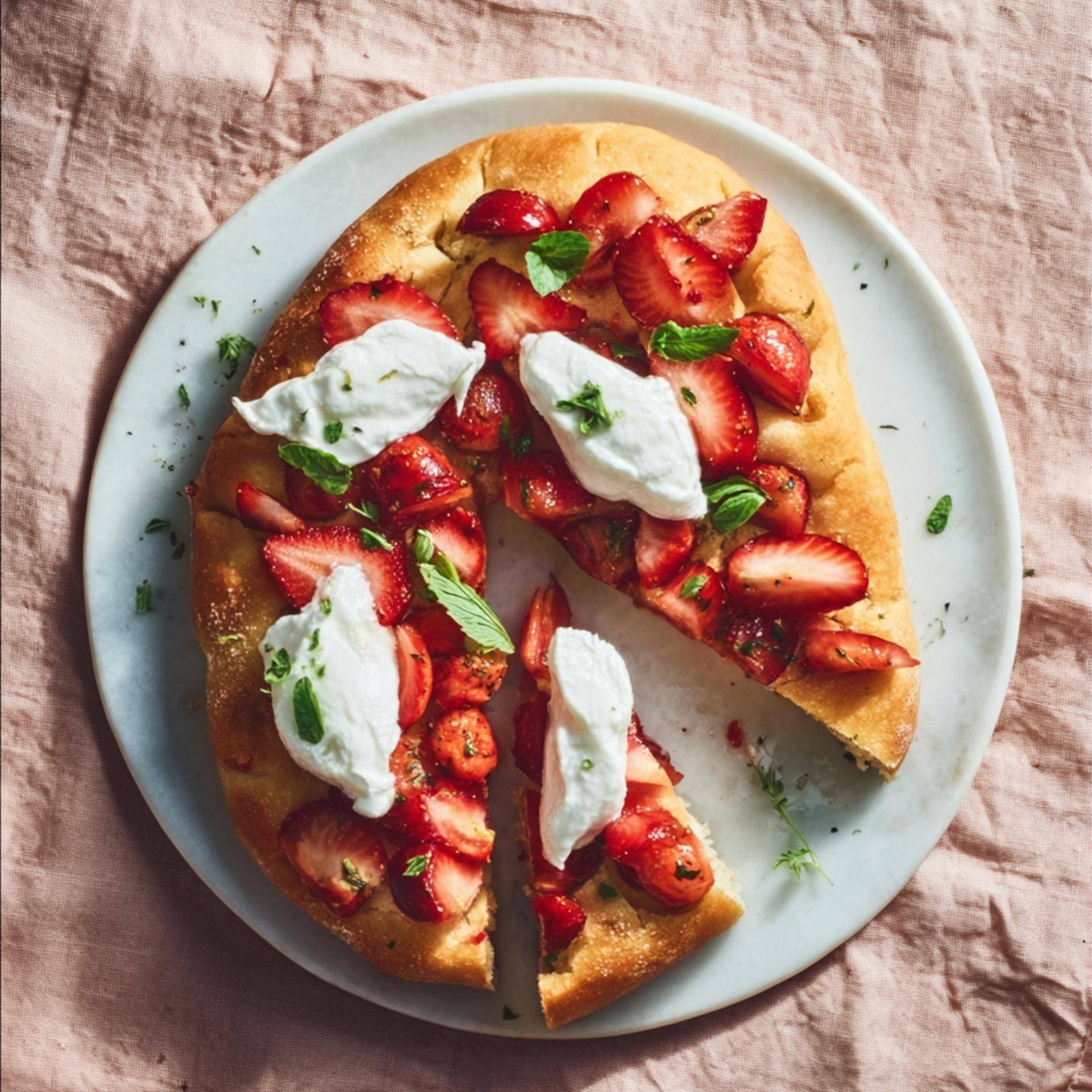 Focaccia mit Kirschtomaten-Erdbeer-Salsa und Burrata - Rezepte Electric Pizza oven | Tefal