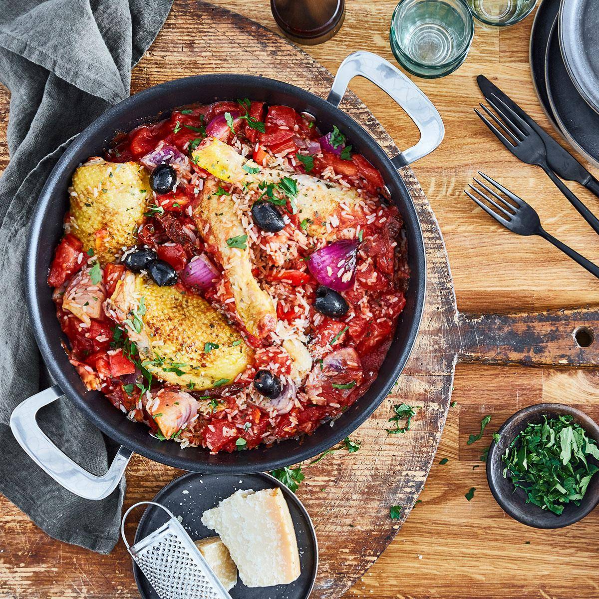Italienischer Eintopf mit sonnengetrockneten Tomaten, Hähnchen und Reis - Rezepte Pfannen & Töpfe | Tefal