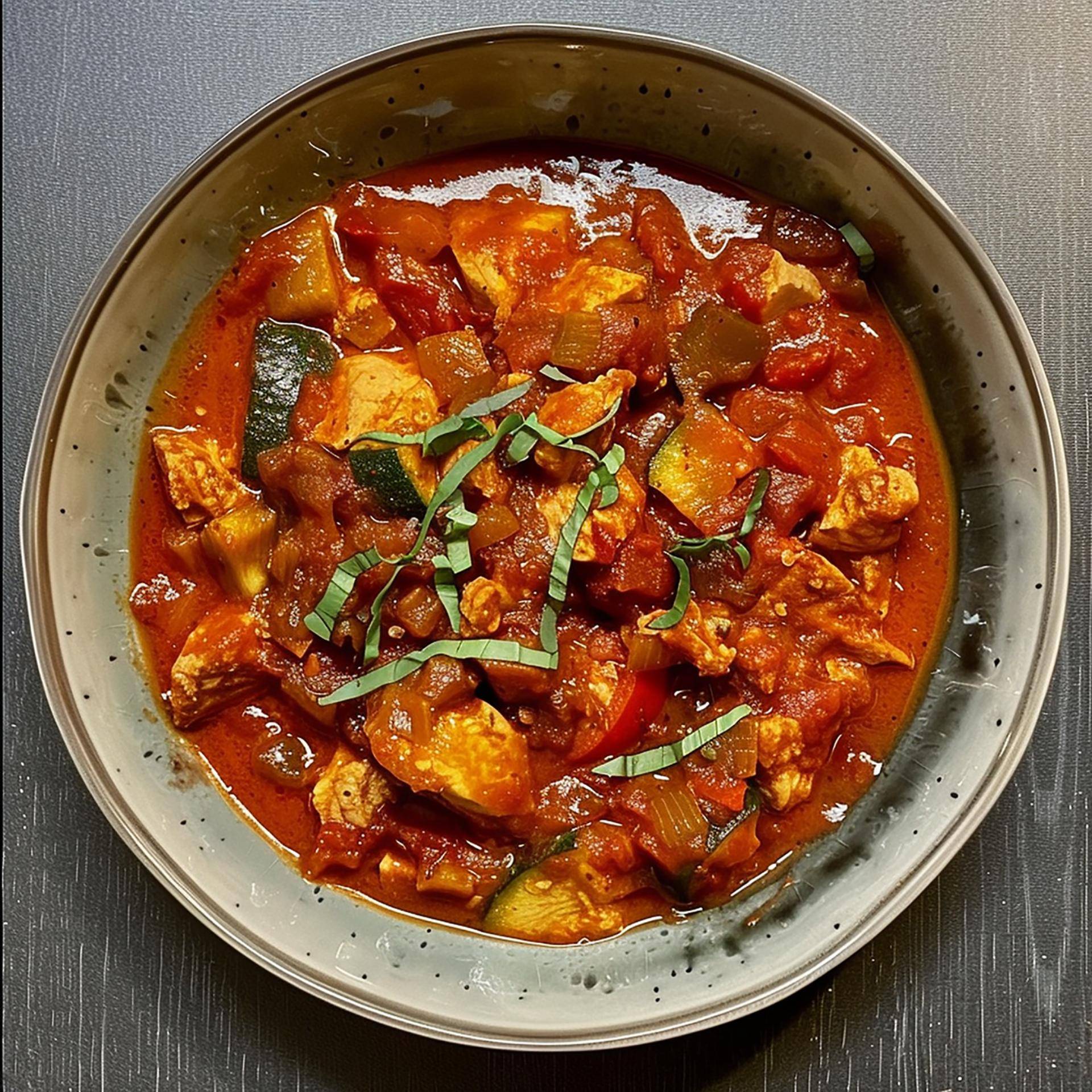 Gesundes Hühnchen mit Tomaten, Zucchini und Kräutern - Rezepte | Tefal
