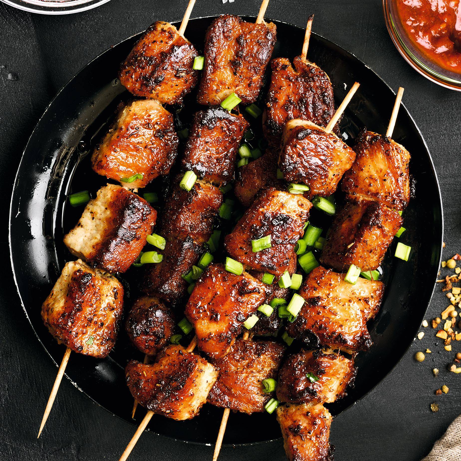 Schweinefleischspieße mit Barbecue-Sauce - Rezepte OptiGrill 2in1 | Tefal
