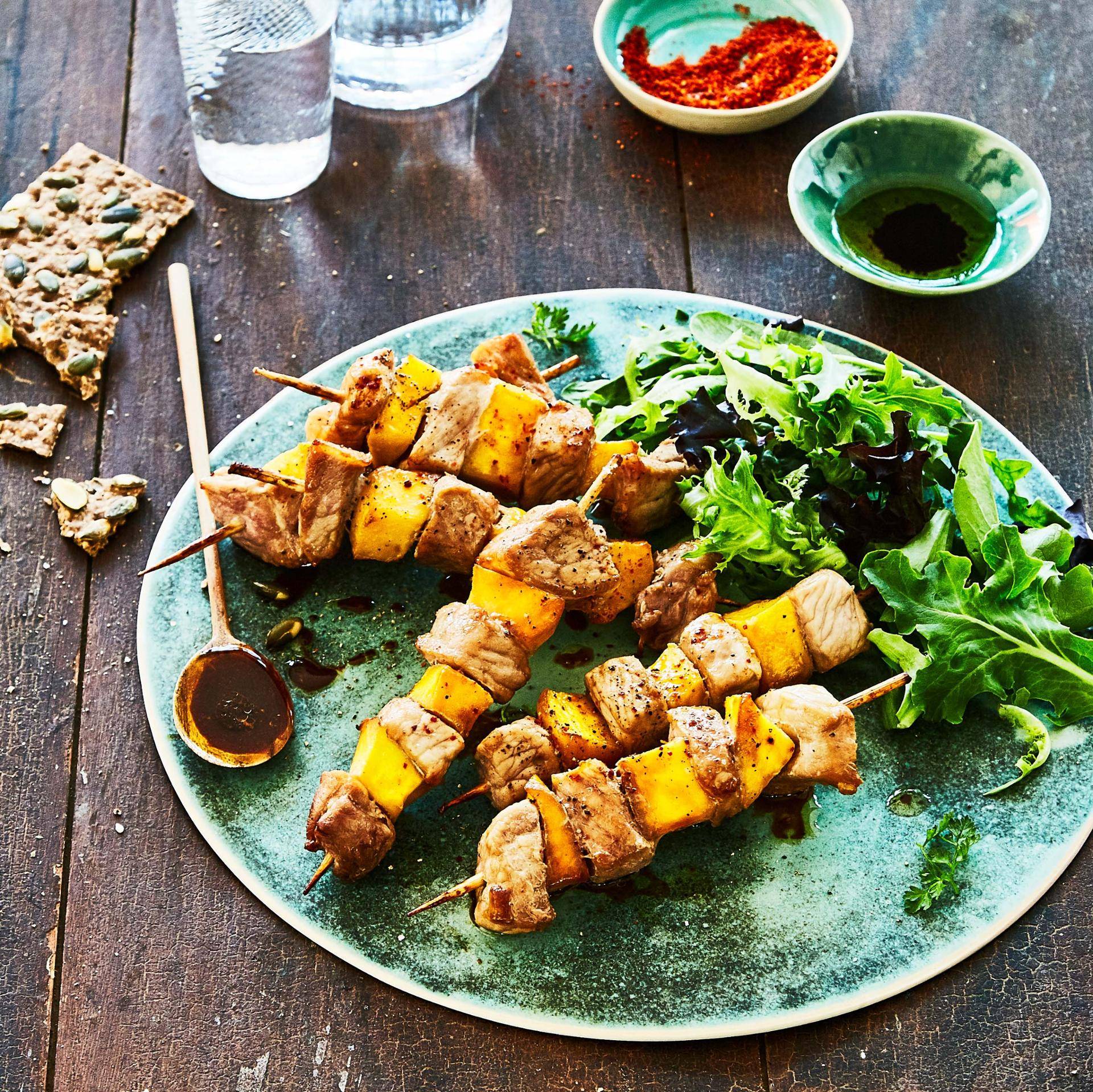 Kleine Schweinefleisch-Mango-Spieße - Rezepte Actifry Express 1kg | Tefal