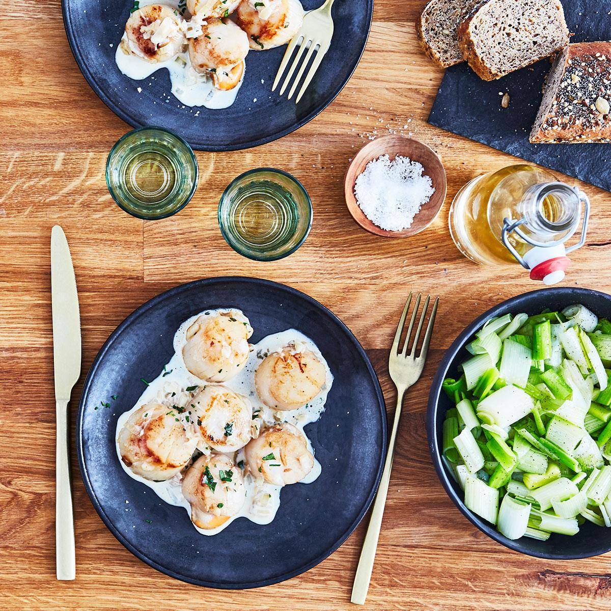 Flambierte Jakobsmuscheln mit Cognac - Rezepte Pfannen & Töpfe | Tefal