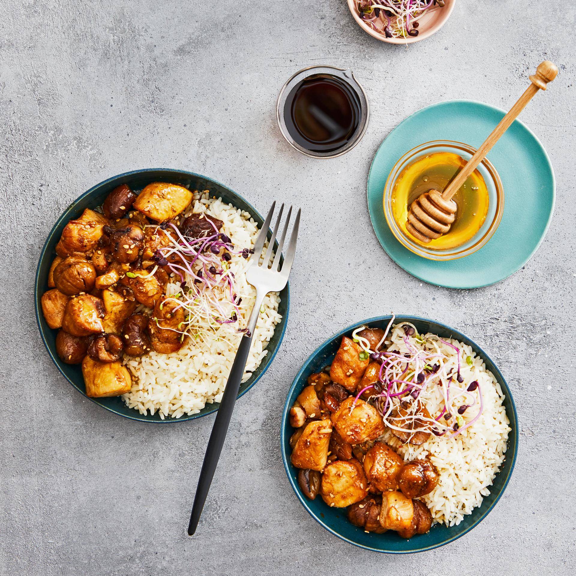 Gedünstetes Hähnchen mit Kastanien - Rezepte Actifry Express 1kg | Tefal