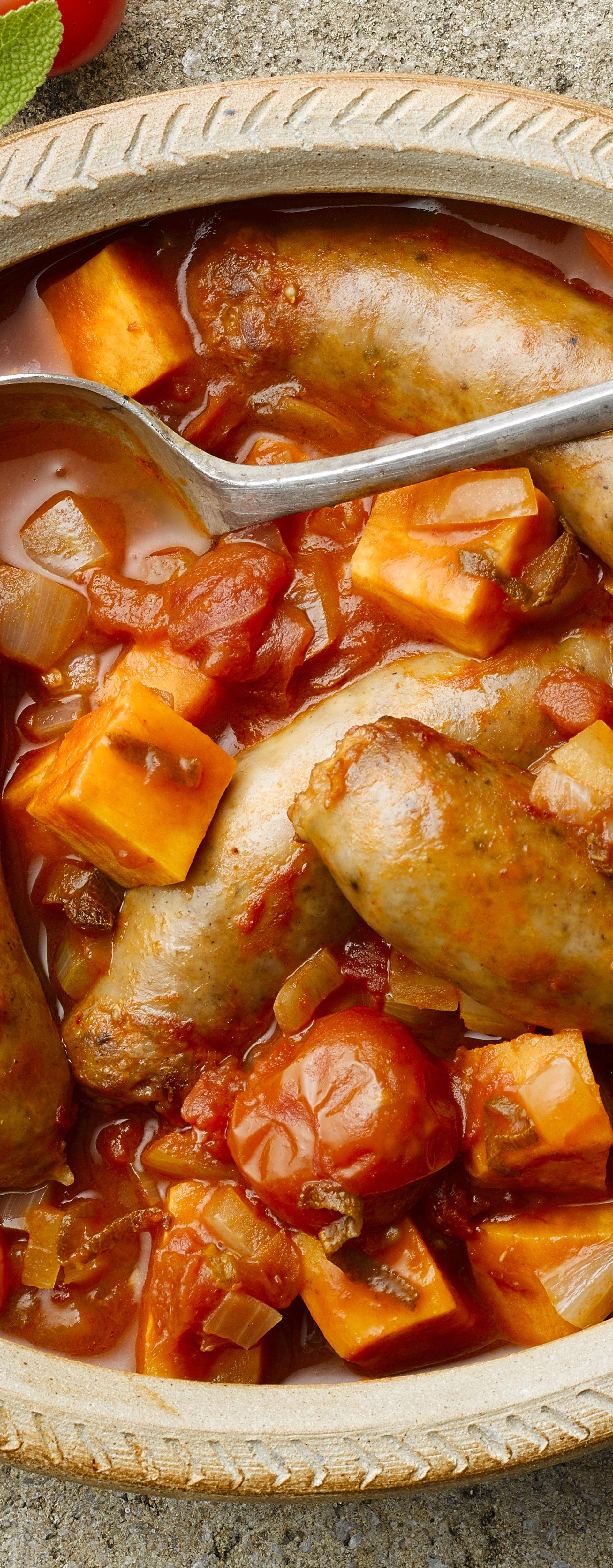 Eintopf mit Würstchen und Süßkartoffeln - Rezepte Turbo Cuisine | Tefal