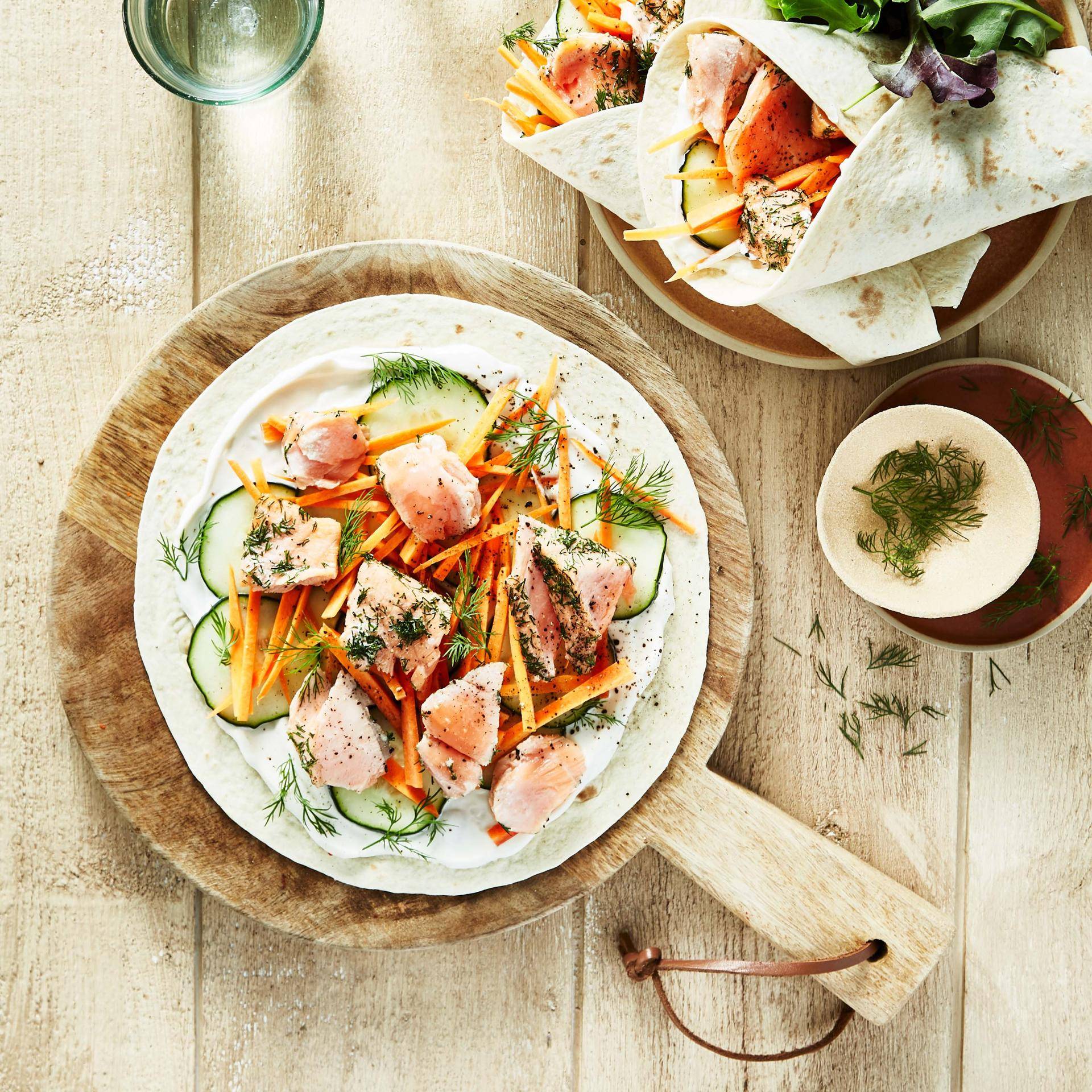 Wraps mit Lachs Mi-Cuit und rohem Gemüse - Rezepte Actifry Express 1kg | Tefal