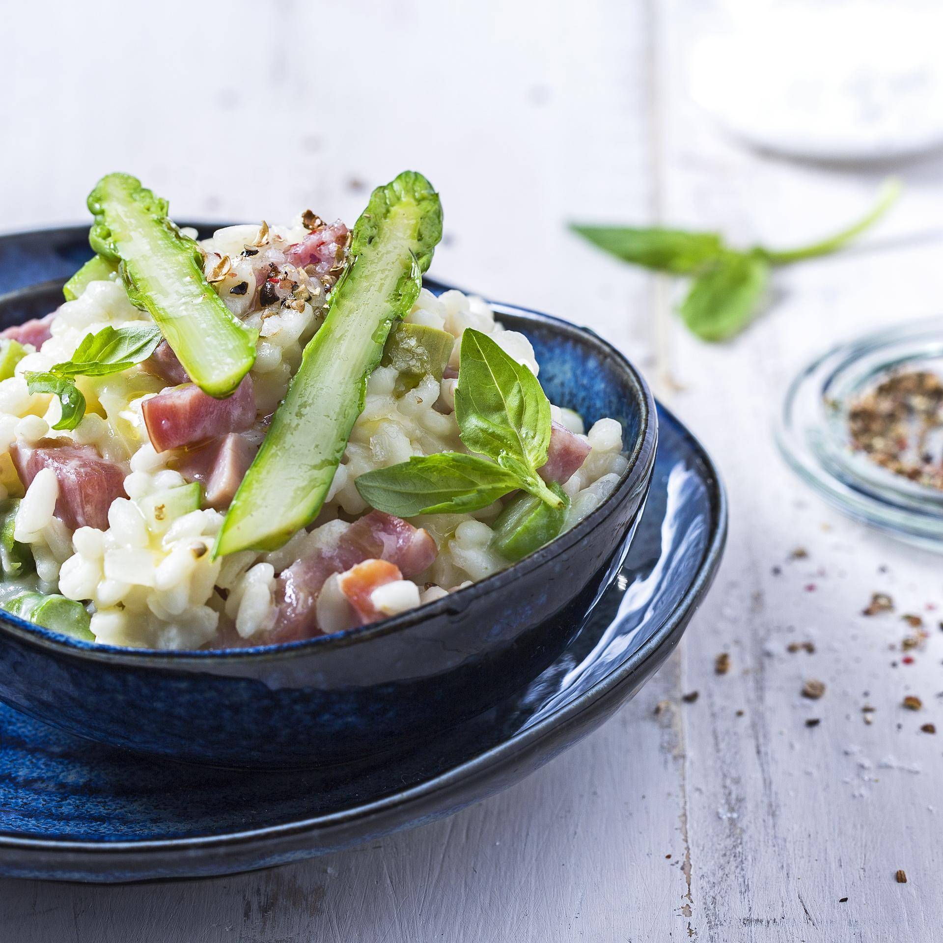 Cremiges Risotto mit grünem Spargel und Bacon - Rezepte Multicook actifry | Tefal