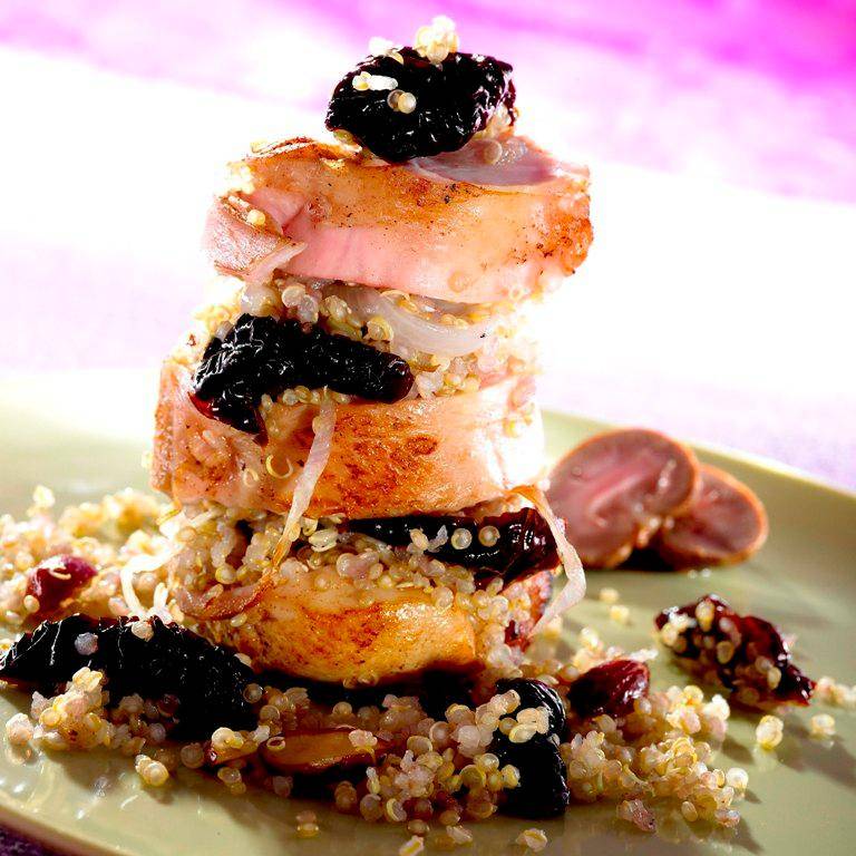Kaninchenrücken mit Pflaumen, Nüssen und Quinoa - Rezepte Actifry Original 1kg | Tefal