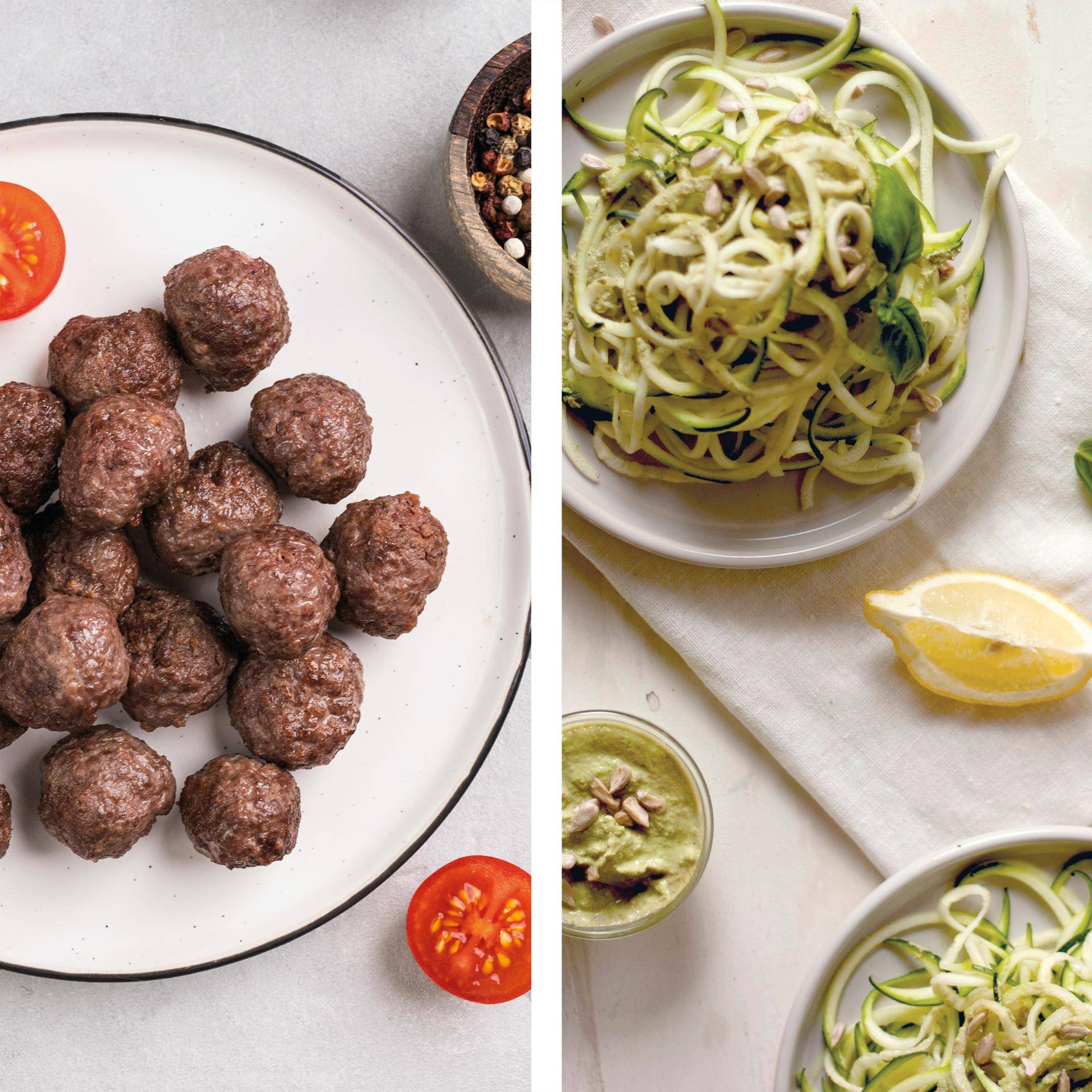 Fleischbällchen und Zucchini-Spaghetti - Rezepte DUAL EASY FRY XXL | Tefal