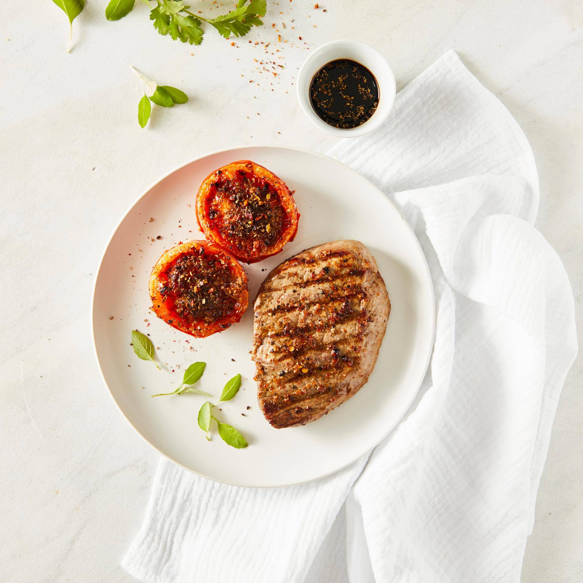 Gegrilltes Steak mit gerösteten Tomaten - Rezepte Dual EasyFry&Grill | Tefal