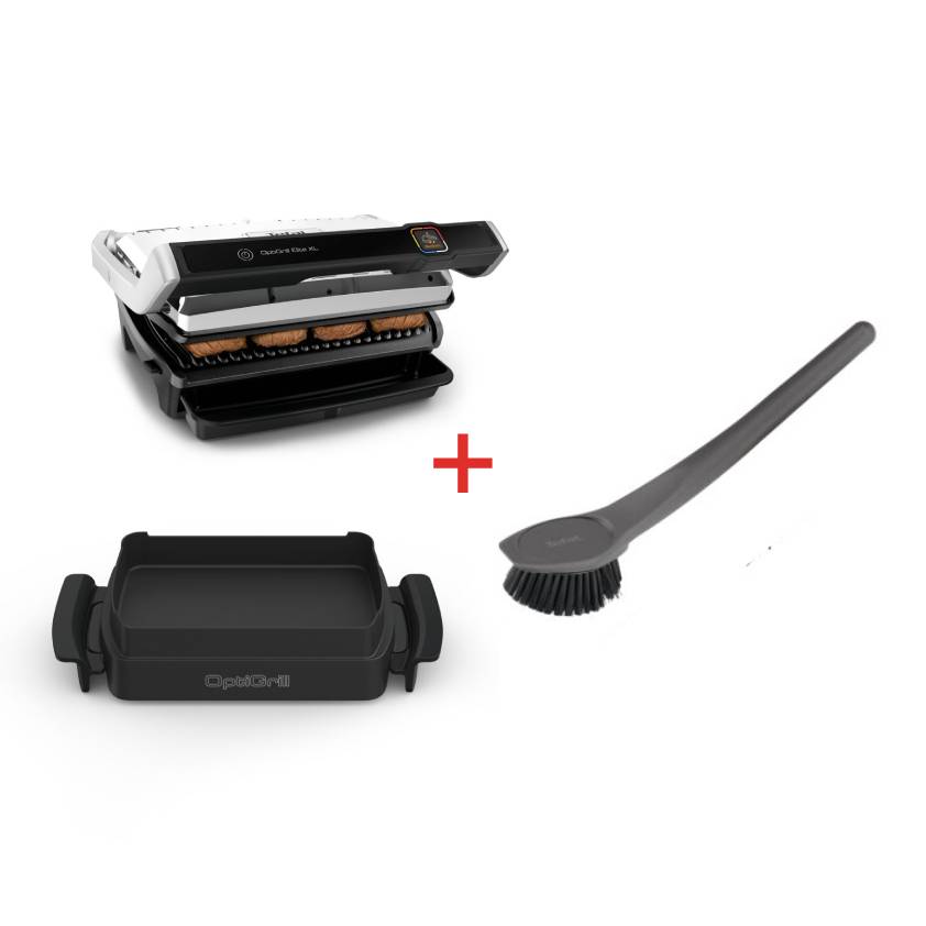 Optigrill Elite XL im Set mit passender Backschale und Reinigungsbürste
